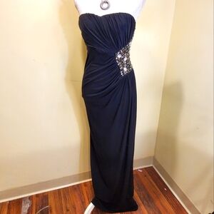City Triangles night black evening long strappless dress  Size S